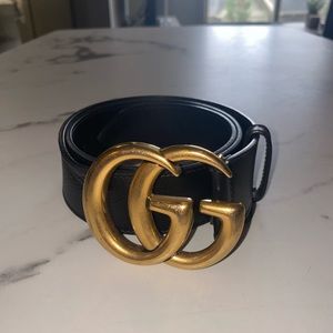 Authentic Gucci Marmont leather belt gold buckle